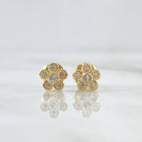 Stud Earrings Flor Sakura 0.75gr / 6mm White Zircons 18K Yellow Gold
