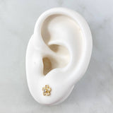 Topos Flor Sakura 0.75gr / 6mm Circones Blancos Oro Amarillo 18K *