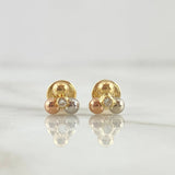 Stud Earrings Trio Beads 0.6gr / Three 18K Gold ©