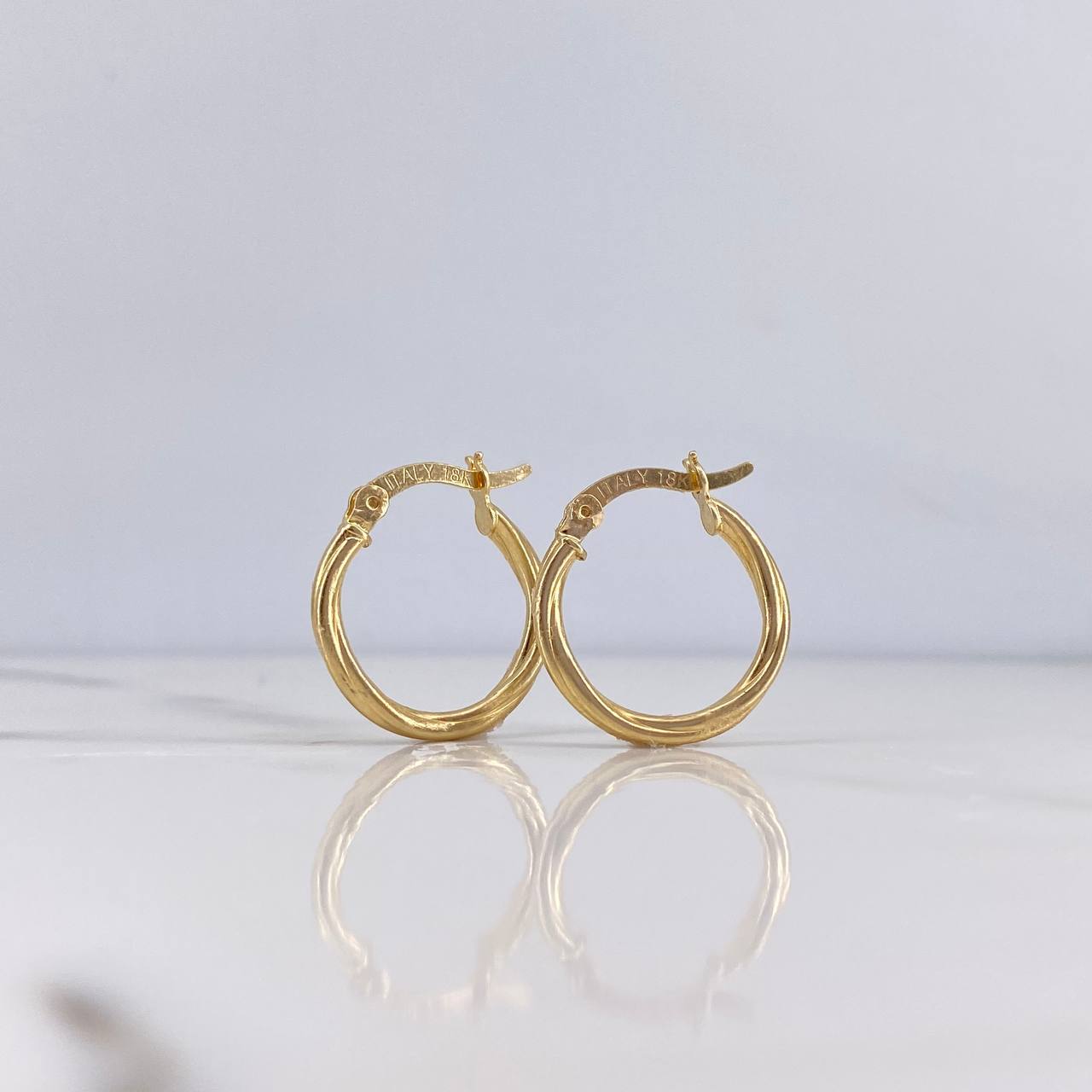 Hoop Earrings Lui 1.8gr / 1.9cm / Striped 18K Yellow Gold #