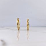 Hoop Earrings Lui 1.8gr / 1.9cm / Striped 18K Yellow Gold #