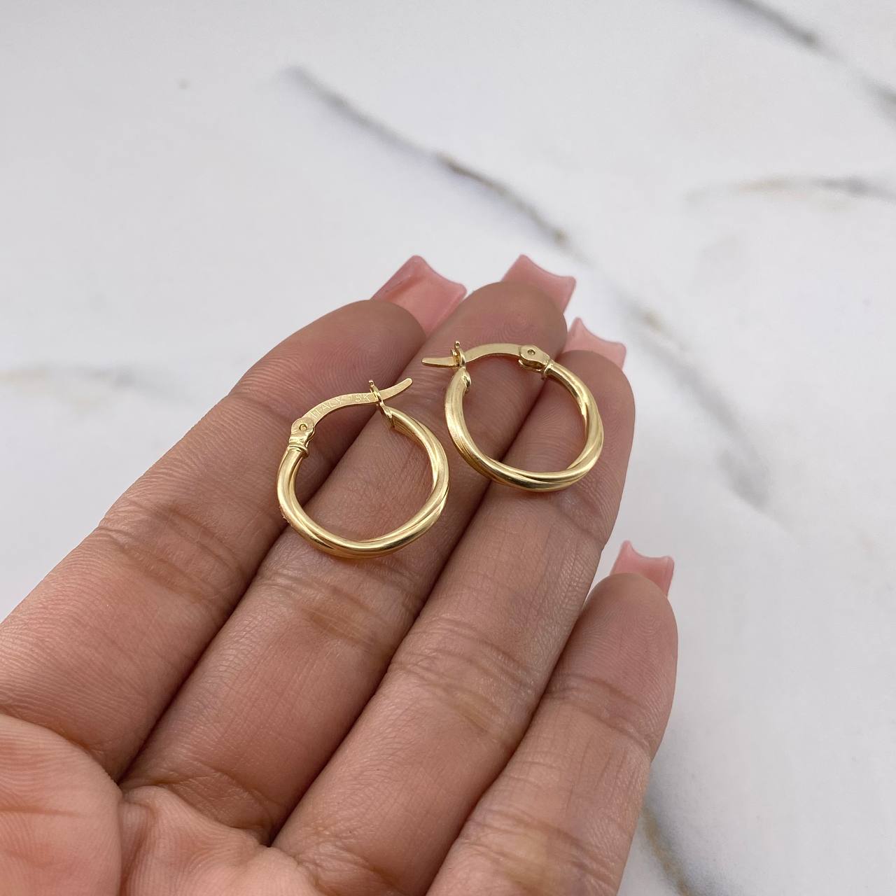 Hoop Earrings Lui 1.8gr / 1.9cm / Striped 18K Yellow Gold #