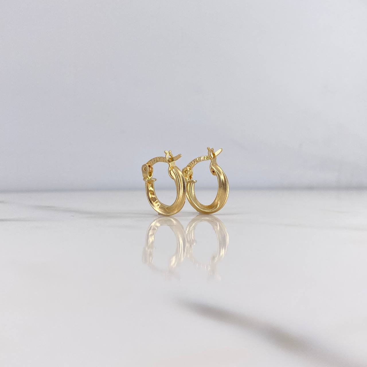 Hoop Earrings Fairy 1.5gr / 1.4cm / Striped 18K Yellow Gold #