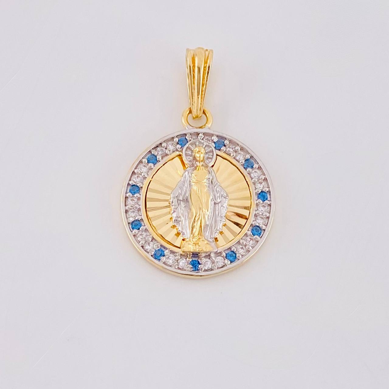 Dije Virgen de la Milagrosa 2.5g / 1 in Dos Oros Amarillo Blanco 18K
