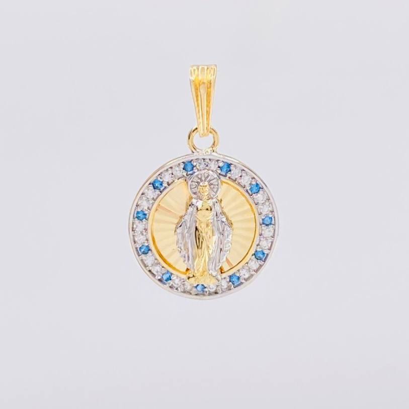Dije Virgen de la Milagrosa 2.5g / 1 in Dos Oros Amarillo Blanco 18K