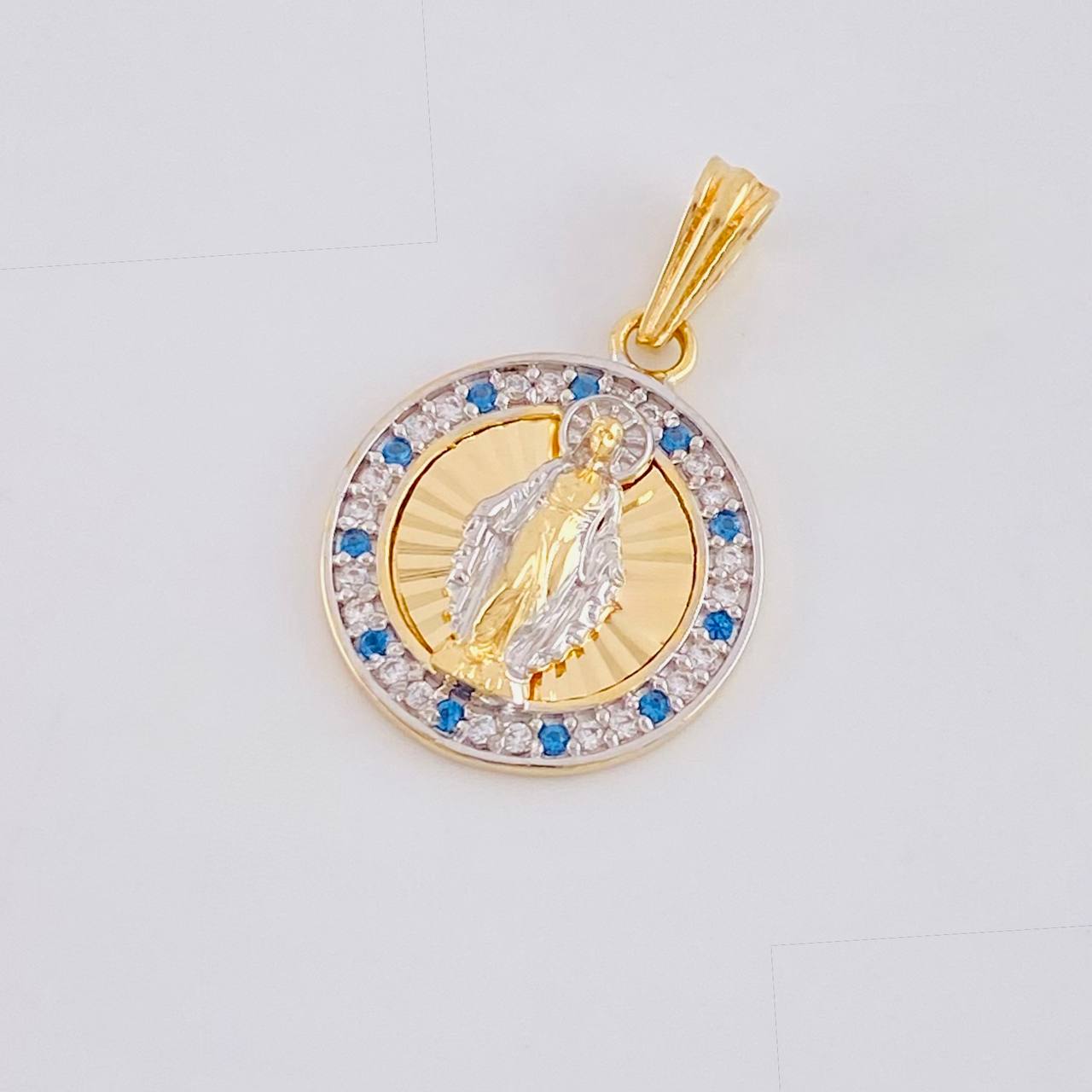 Dije Virgen de la Milagrosa 2.5g / 1 in Dos Oros Amarillo Blanco 18K