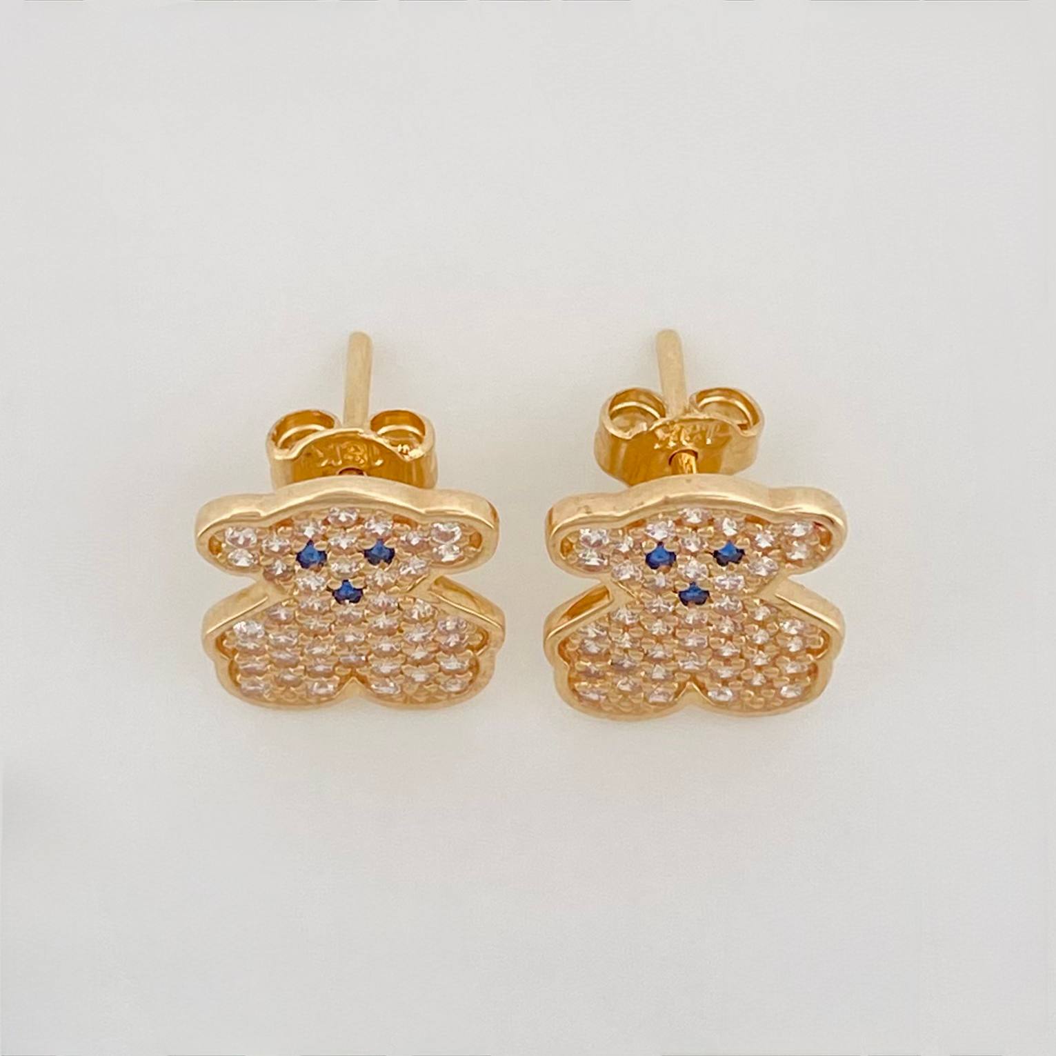 Stud Earrings Bear Ts 2.5g / in / 9.63mm Yellow Gold 18K