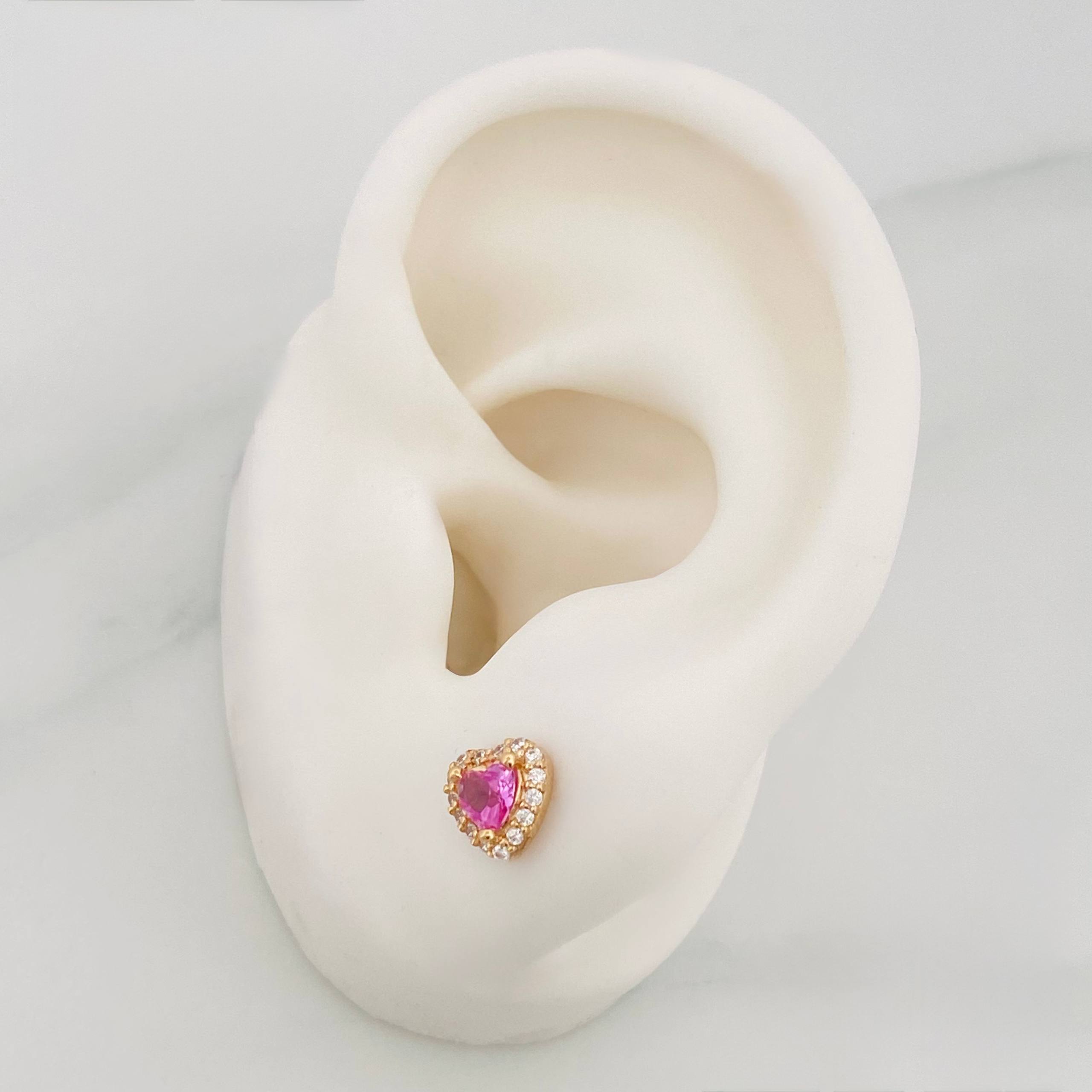 Stud Earrings Sparkle Heart 1.6g / in / 6.97mm Yellow Gold 18K