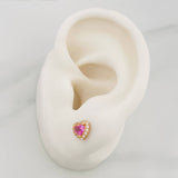 Stud Earrings Sparkle Heart 1.6g / in / 6.97mm Yellow Gold 18K