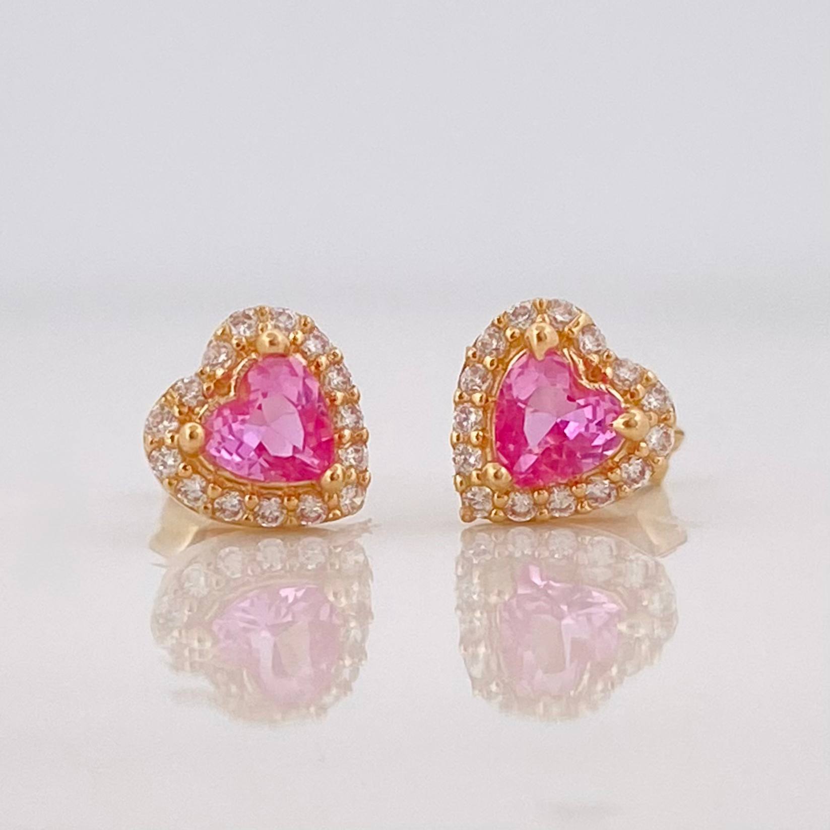 Stud Earrings Sparkle Heart 1.6g / in / 6.97mm Yellow Gold 18K