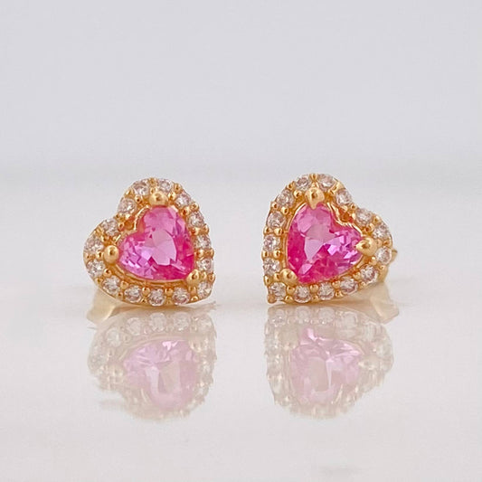 Stud Earrings Sparkle Heart 1.6g / in / 6.97mm Yellow Gold 18K