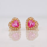 Stud Earrings Sparkle Heart 1.6g / in / 6.97mm Yellow Gold 18K