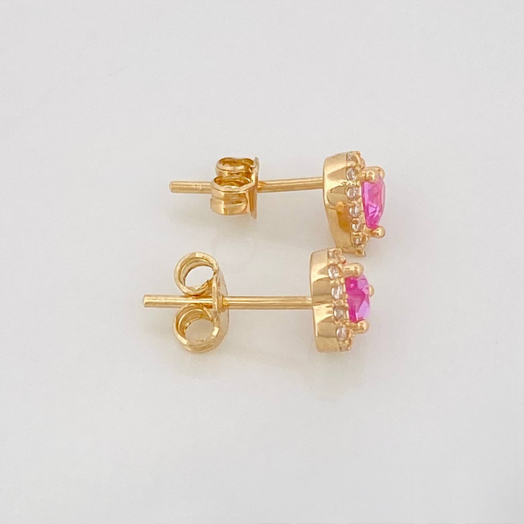 Stud Earrings Sparkle Heart 1.6g / in / 6.97mm Yellow Gold 18K
