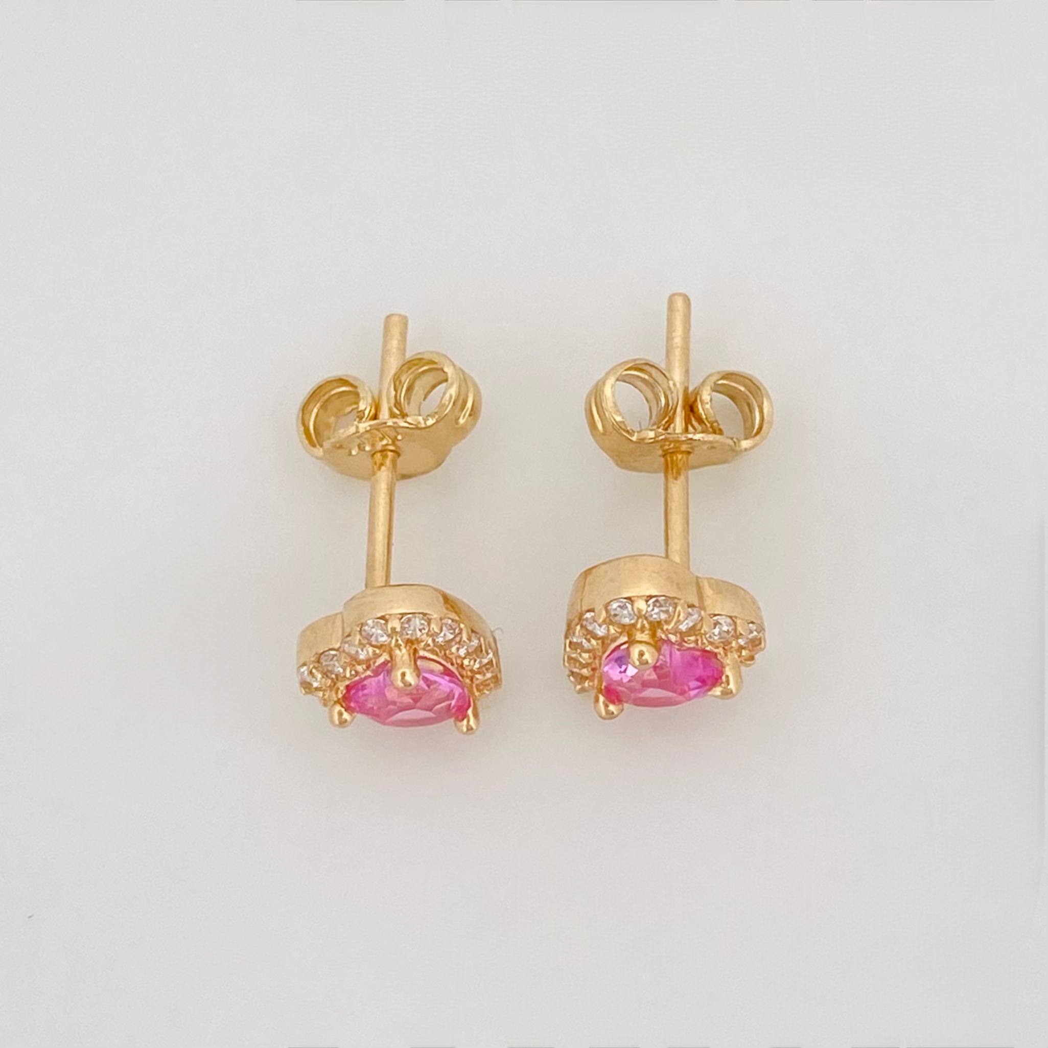 Stud Earrings Sparkle Heart 1.6g / in / 6.97mm Yellow Gold 18K