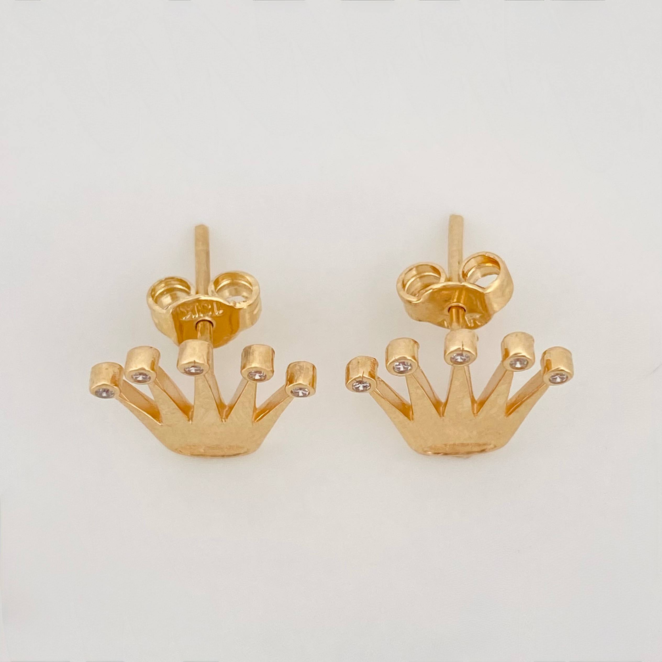 Stud Earrings Crown 2.05g / in / 11.93mm Yellow Gold 18K