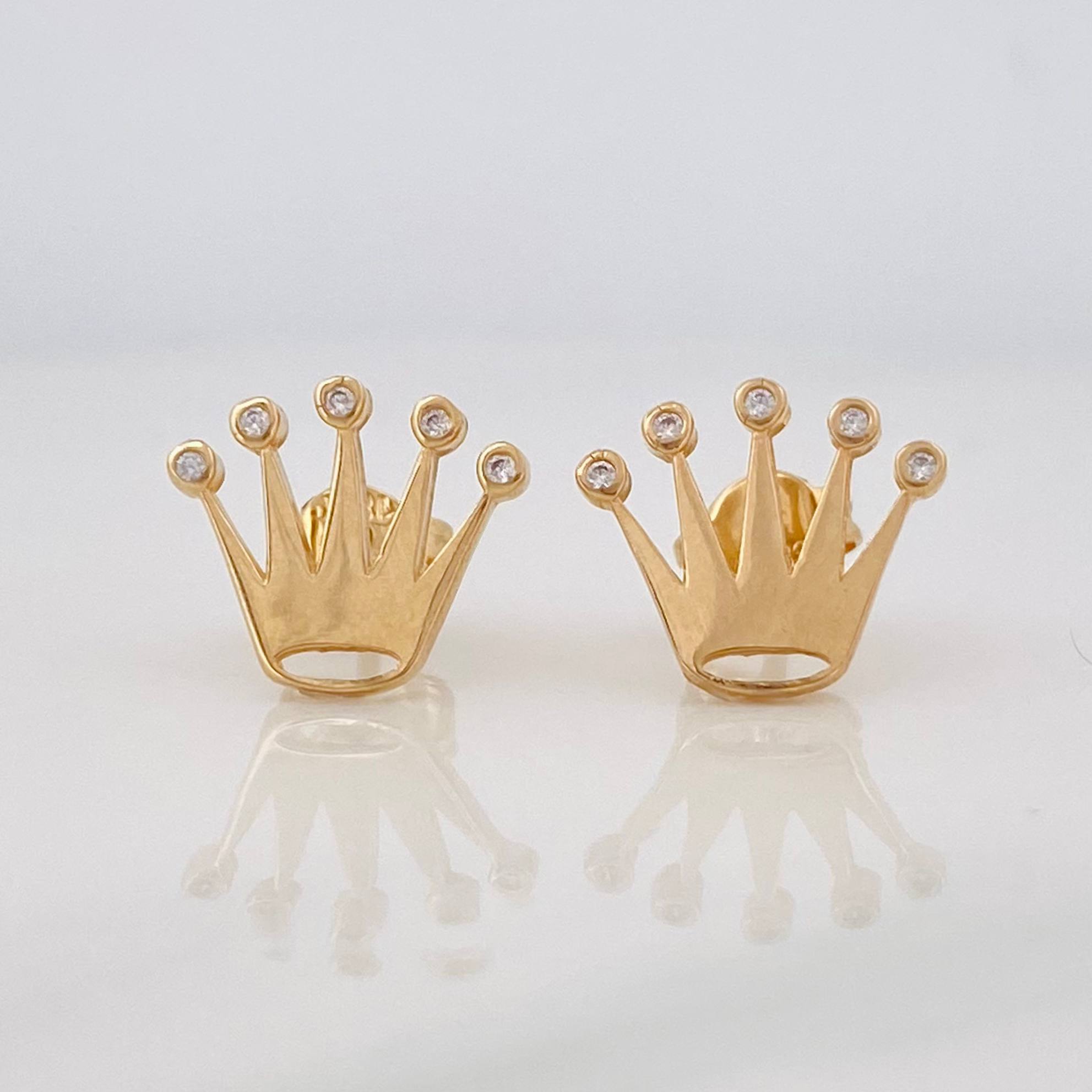 Stud Earrings Crown 2.05g / in / 11.93mm Yellow Gold 18K