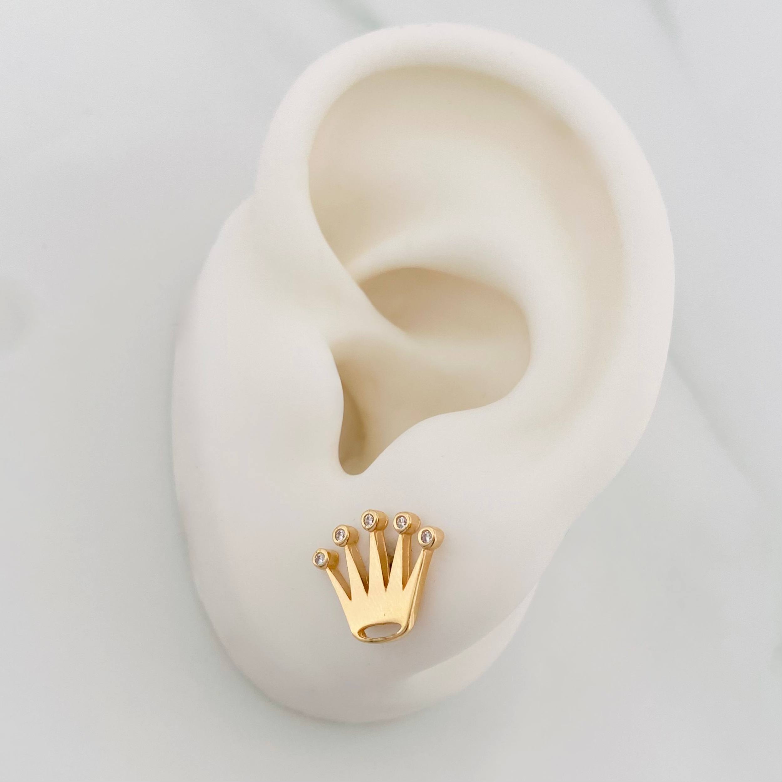 Stud Earrings Crown 2.05g / in / 11.93mm Yellow Gold 18K