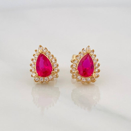 Stud Earrings Halo Drop 2g / in / 7.45mm Yellow Gold 18K