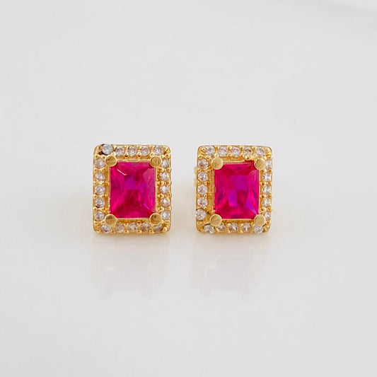 Stud Earrings Square Halo 2.6g / in / 7.17mm Yellow Gold 18K