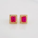 Stud Earrings Square Halo 2.6g / in / 7.17mm Yellow Gold 18K
