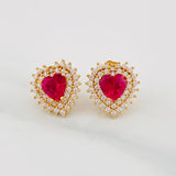 Stud Earrings Sparkle Heart 4.05g / in / 12.6mm Yellow Gold 18K