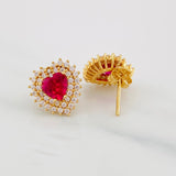 Stud Earrings Sparkle Heart 4.05g / in / 12.6mm Yellow Gold 18K