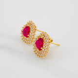 Stud Earrings Sparkle Heart 4.05g / in / 12.6mm Yellow Gold 18K