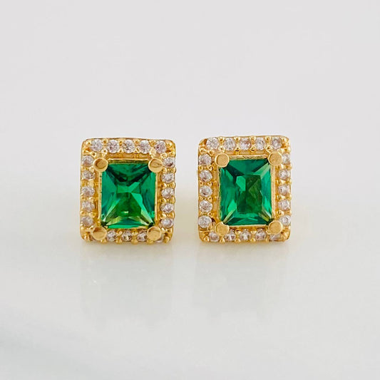 Stud Earrings Square Halo 2.5g / in / 7.2mm Yellow Gold 18K