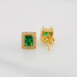 Stud Earrings Square Halo 2.5g / in / 7.2mm Yellow Gold 18K