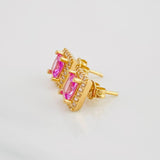 Stud Earrings Square Halo 2.55g / in / 7.1mm Yellow Gold 18K