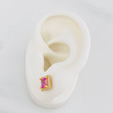 Stud Earrings Square Halo 2.55g / in / 7.1mm Yellow Gold 18K