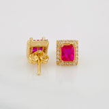Stud Earrings Square Halo 2.6g / in / 7.17mm Yellow Gold 18K
