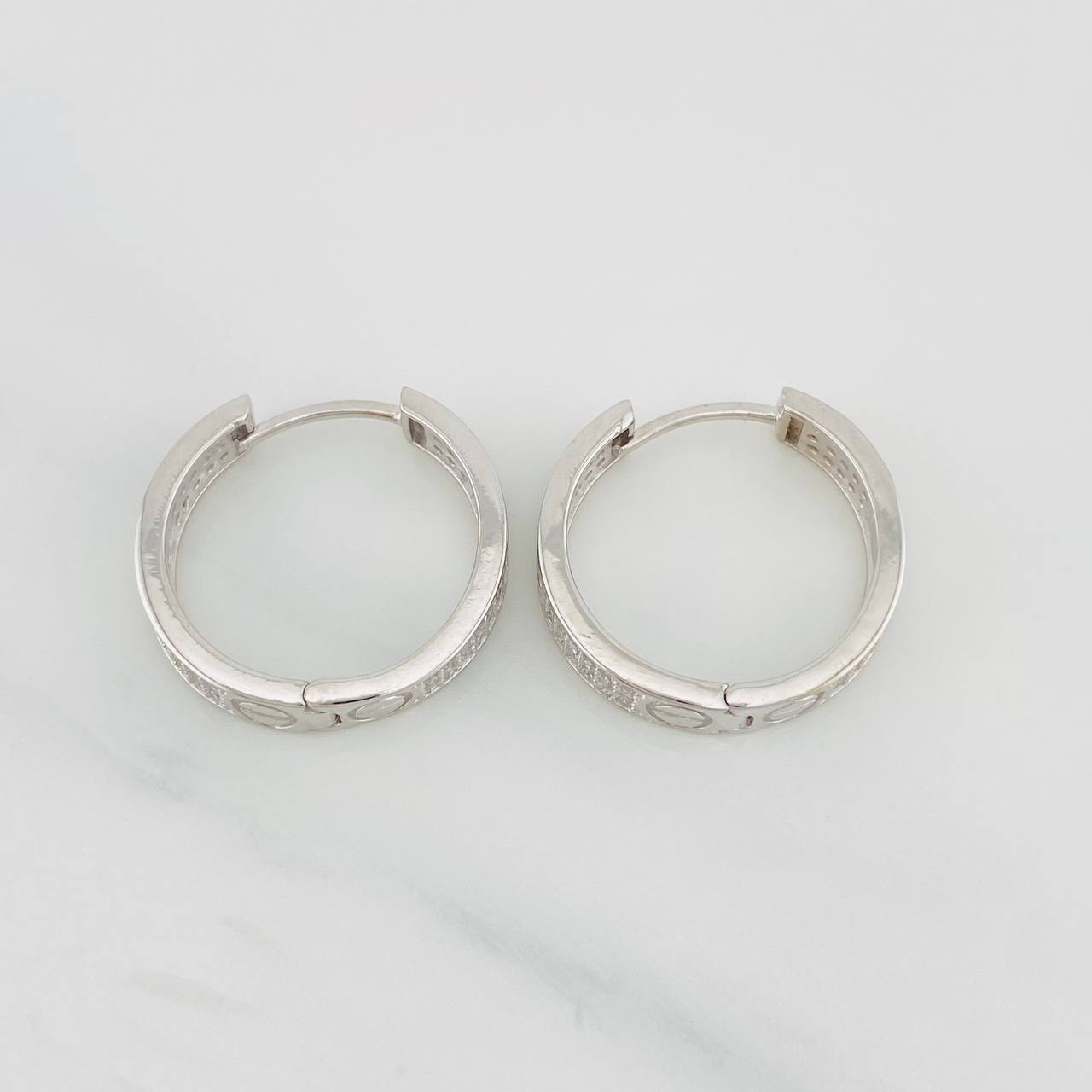 Hoop Earrings Screw 6.05g / 1 in White Gold 18K