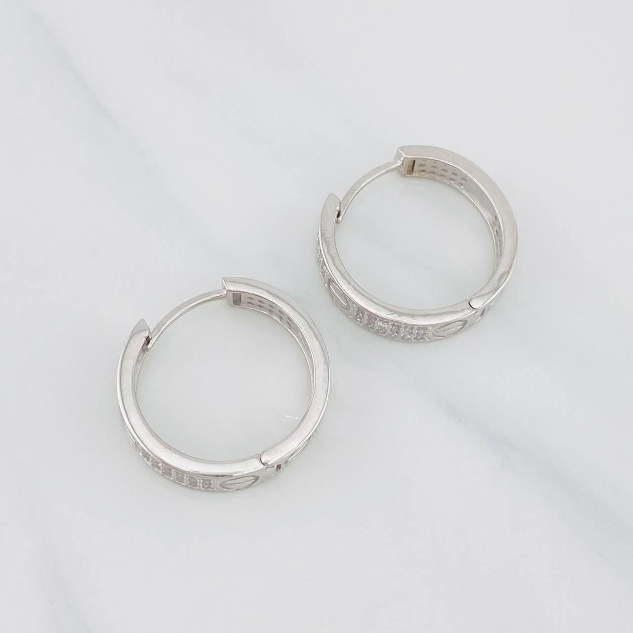 Hoop Earrings Screw 6.05g / 1 in White Gold 18K