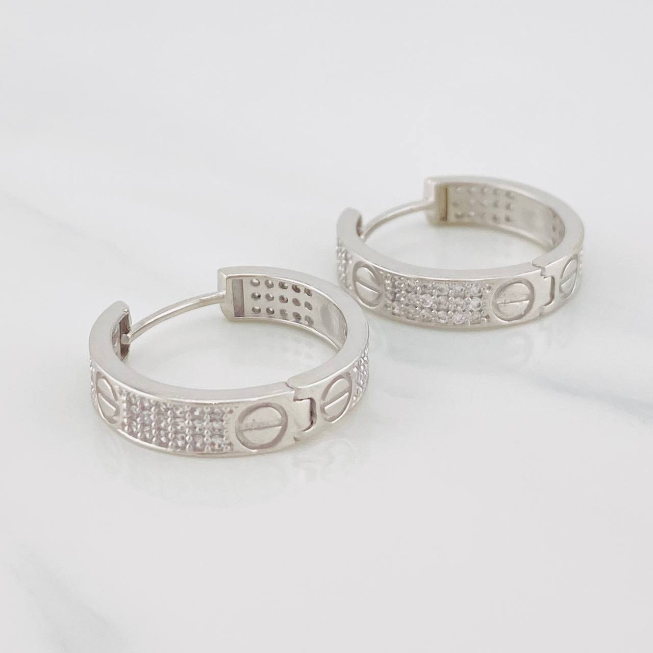 Hoop Earrings Screw 6.05g / 1 in White Gold 18K