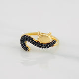 Cat Ring 1.95g / Size 6 1/4 Two-Tone Black Yellow 18K Gold