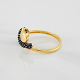 Cat Ring 1.95g / Size 6 1/4 Two-Tone Black Yellow 18K Gold