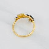 Cat Ring 1.95g / Size 6 1/4 Two-Tone Black Yellow 18K Gold