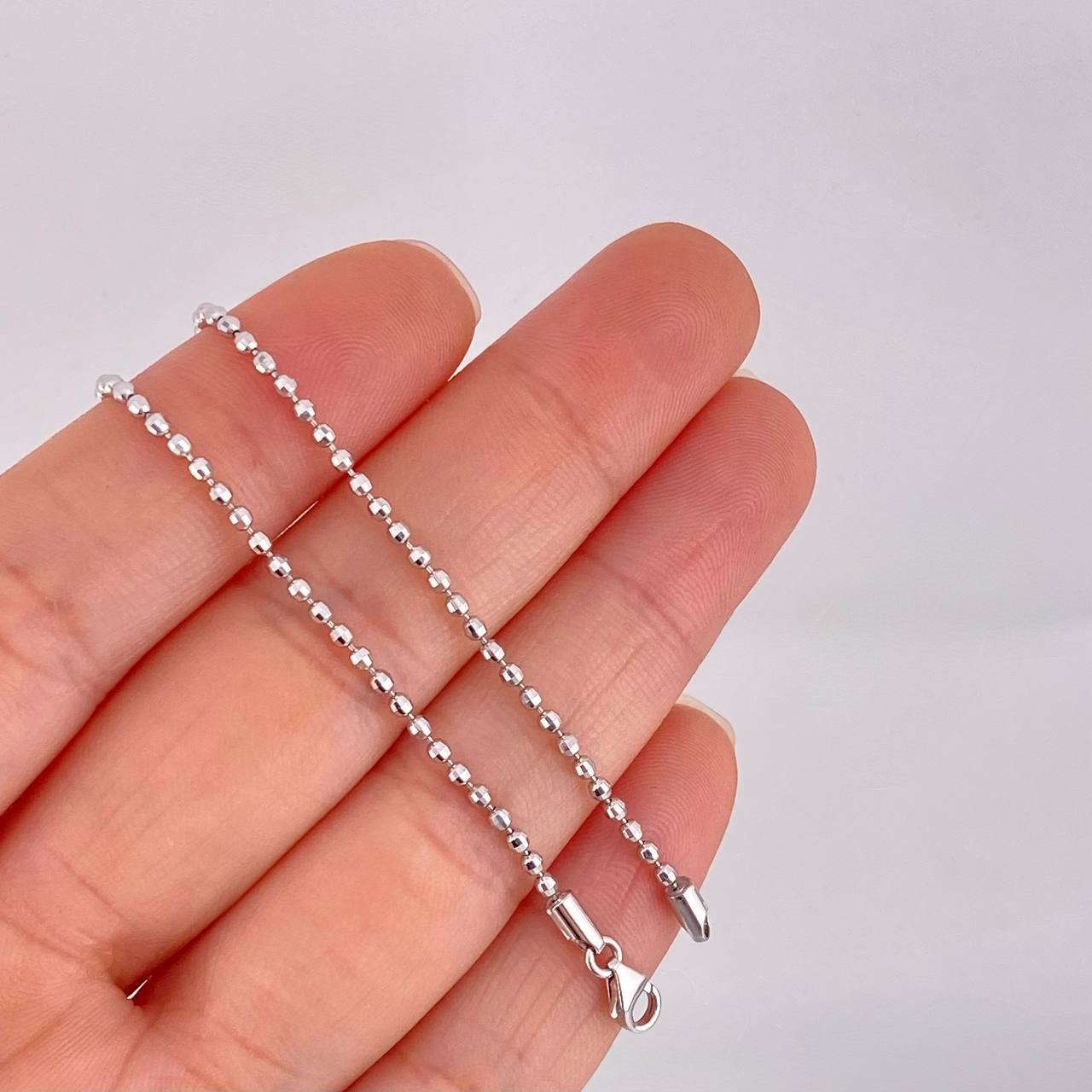Cadena Militar Diamantada 8.35g / 24 in / 1.7mm Oro Blanco 18K