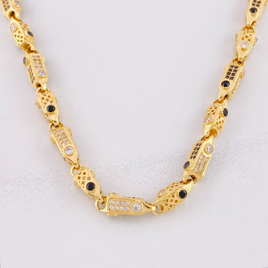 Cadena Rustica Cilindros Tridimensionales 54.3g / 26 in / 5.6mm Oro Amarillo 18K