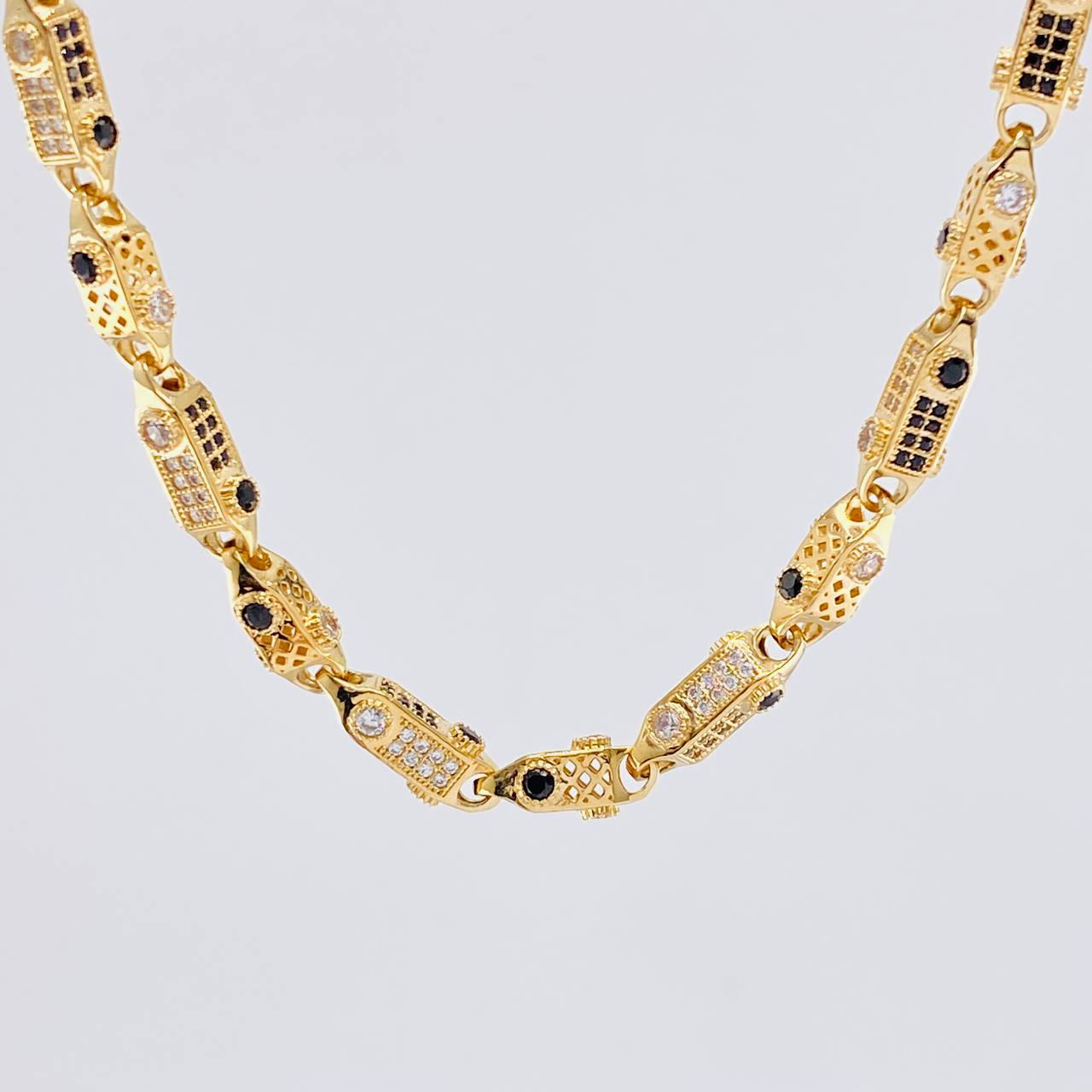 Rustic Chain Three-Dimensional Cylinders 54.3g / 26 in / 5.6mm Yellow Gold 18K