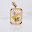 Dije Placa Malla San Miguel Arcangel 21.9g / 2 1/4 in Dos Oros Negro Amarillo 18K