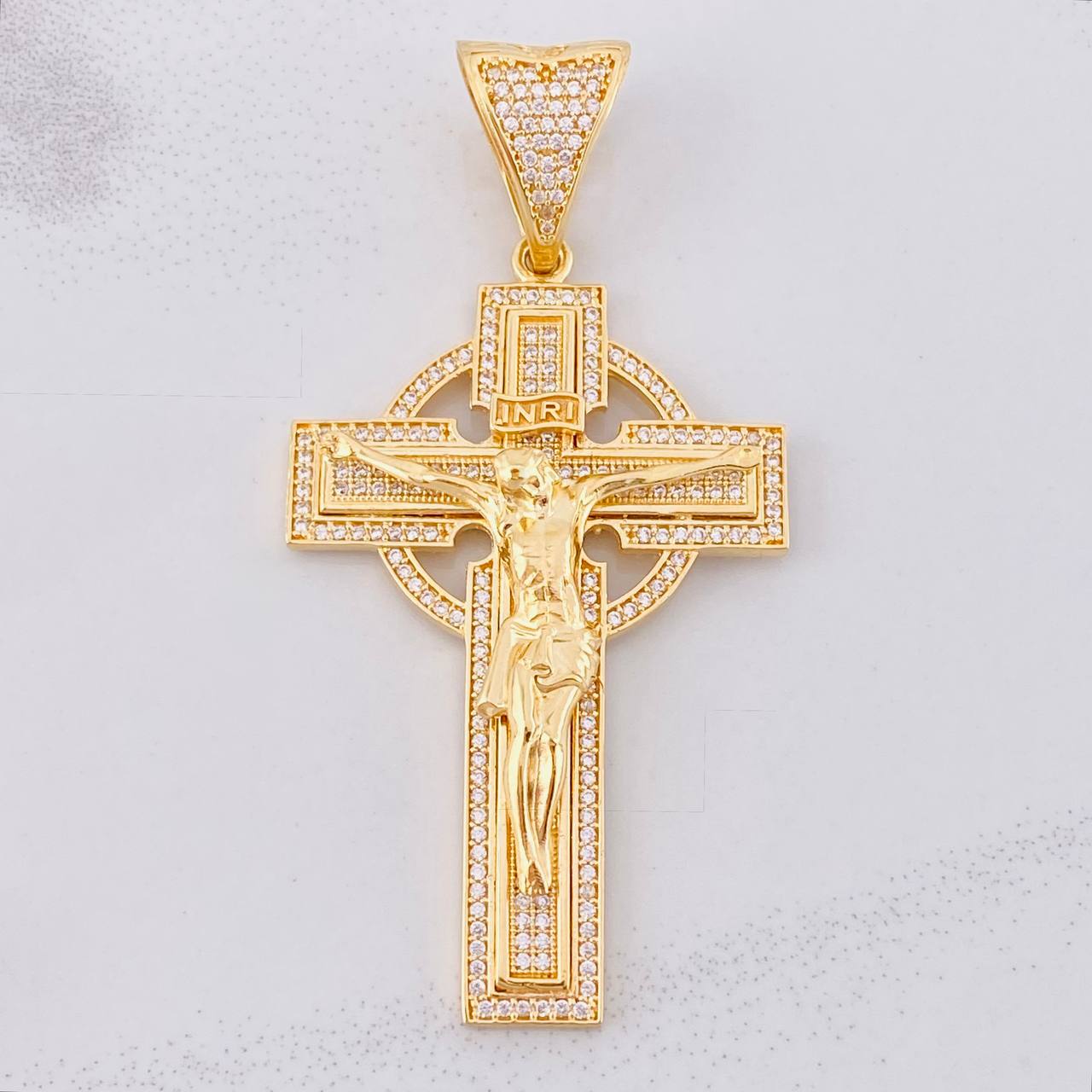 Dije Cruz Cristo Celta 14.15g / 2 1/2 in Oro Amarillo 18K
