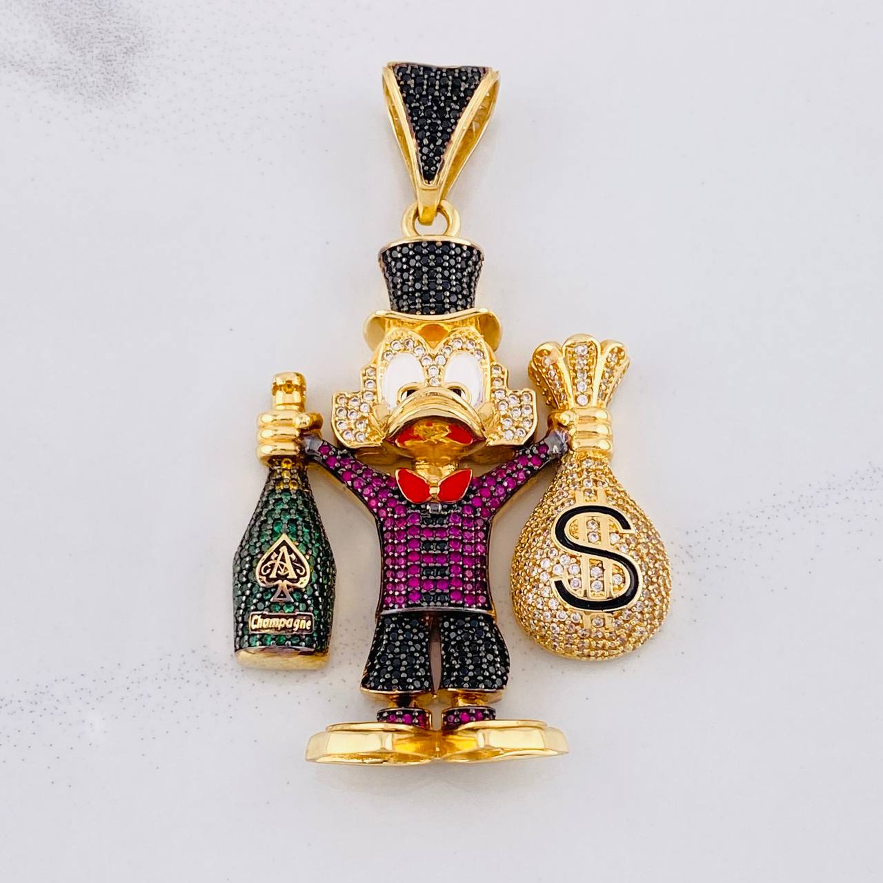 Pendant Duck Money Bag 31.75g / 2 1/2 in Two-Tone Black Yellow Gold 18K