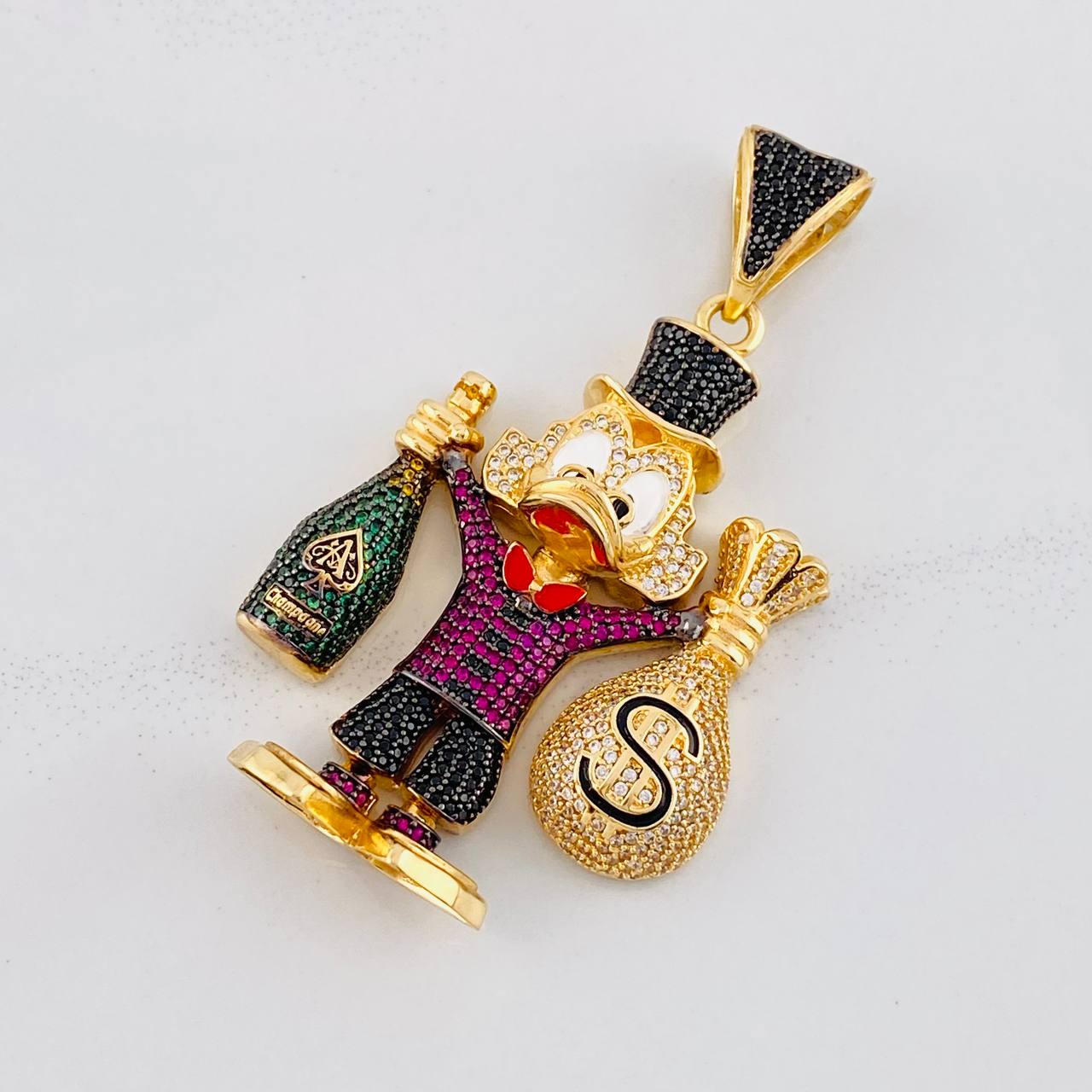 Pendant Duck Money Bag 31.75g / 2 1/2 in Two-Tone Black Yellow Gold 18K