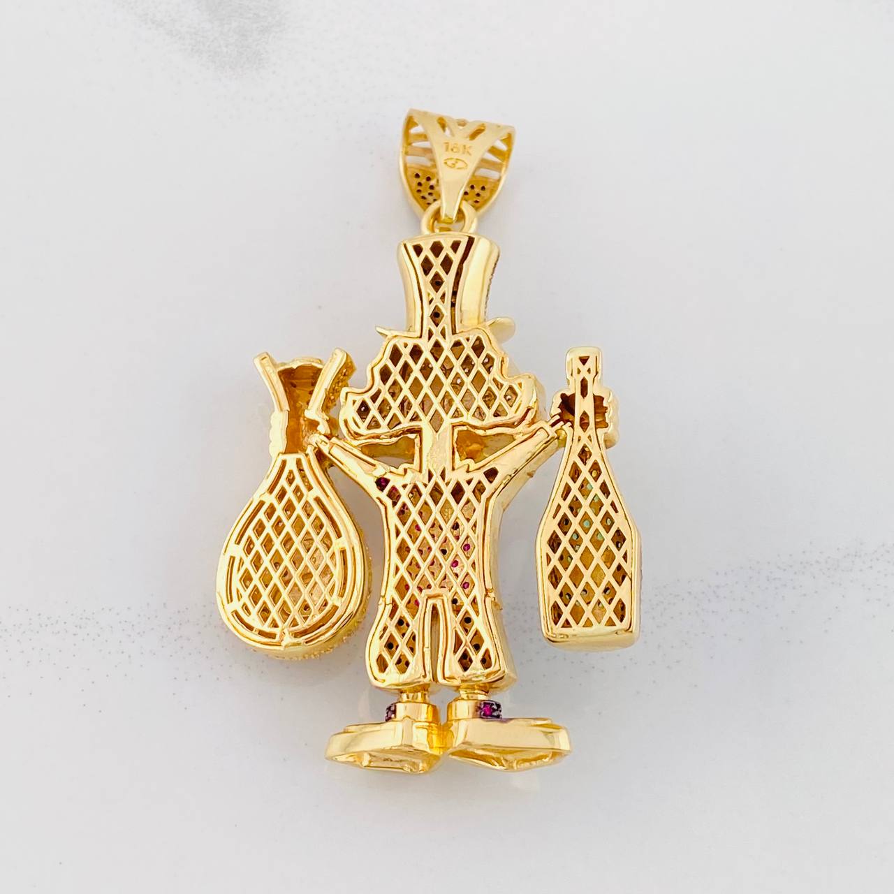 Pendant Duck Money Bag 31.75g / 2 1/2 in Two-Tone Black Yellow Gold 18K