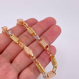 Cadena Rustico Cilindro Rectangular Diamantada 51.7g / 27 3/4 in / 5.5mm Tres Oros 18K