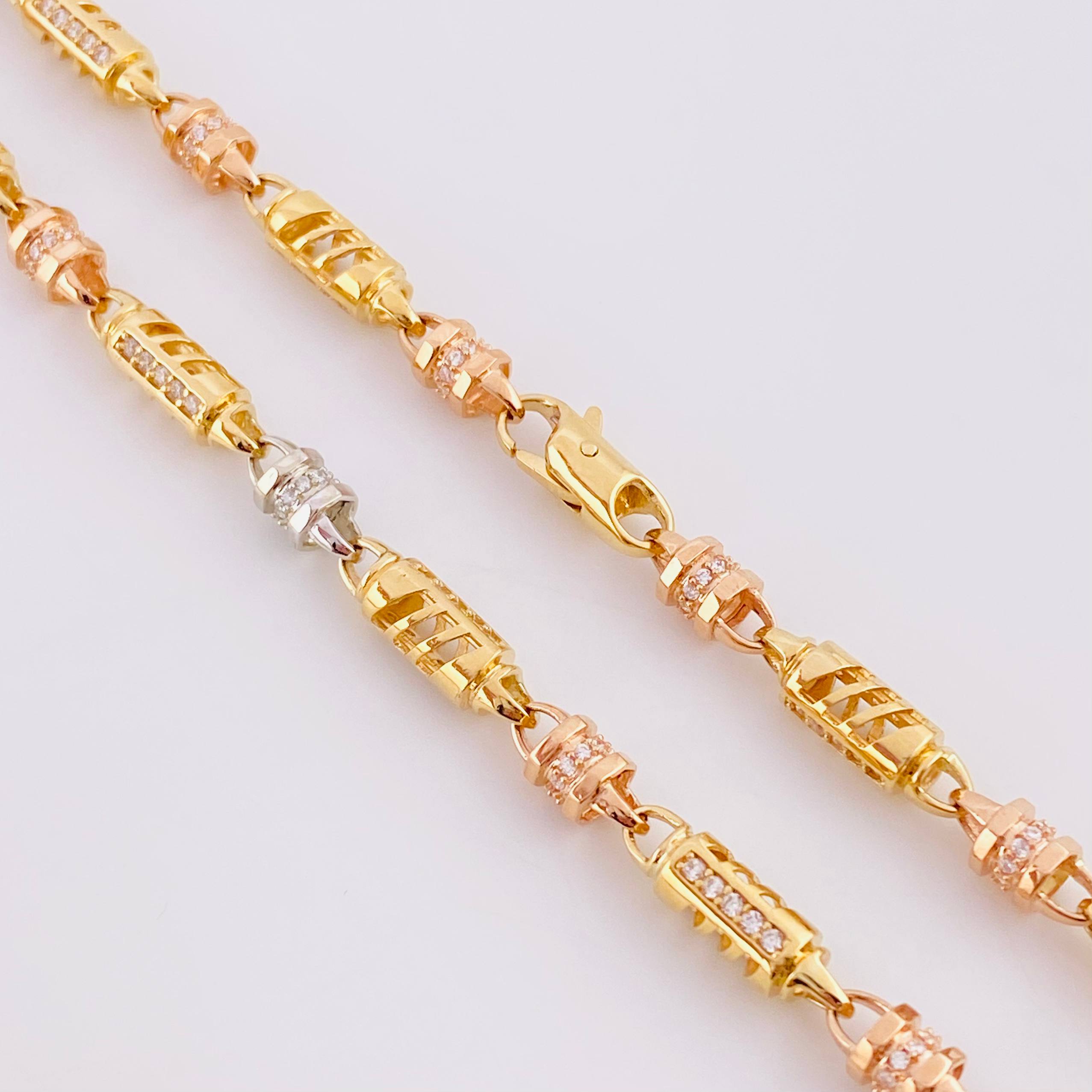 Cadena Rustico Cilindro Boya Tejido 48.75g / 27 1/2 in / 4.7mm Tres Oros 18K