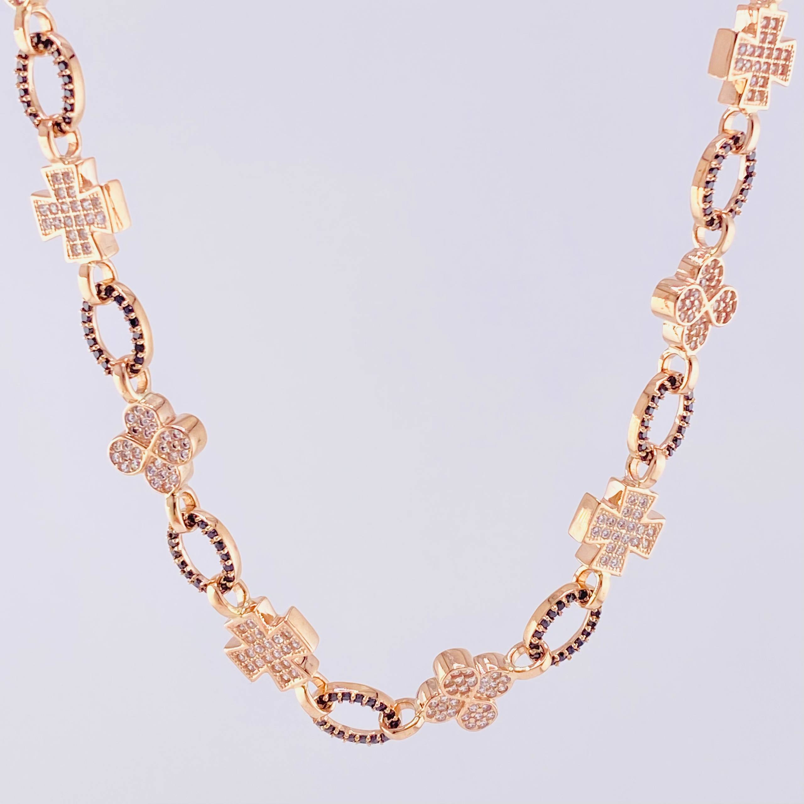 Cadena Rustico Cruz Trebol 51.65g / 28 1/4 in / 8.9mm Oro Rosa 18K