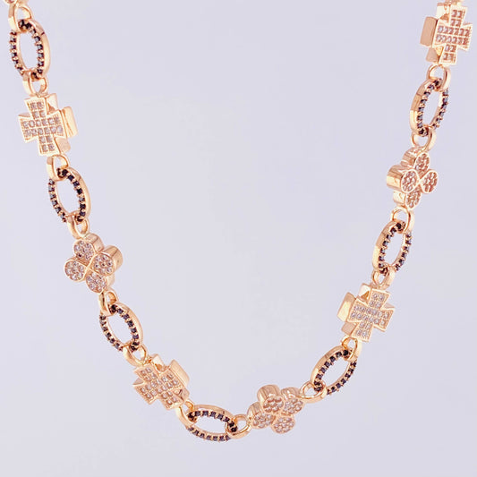 Cadena Rustico Cruz Trebol 51.65g / 28 1/4 in / 8.9mm Oro Rosa 18K
